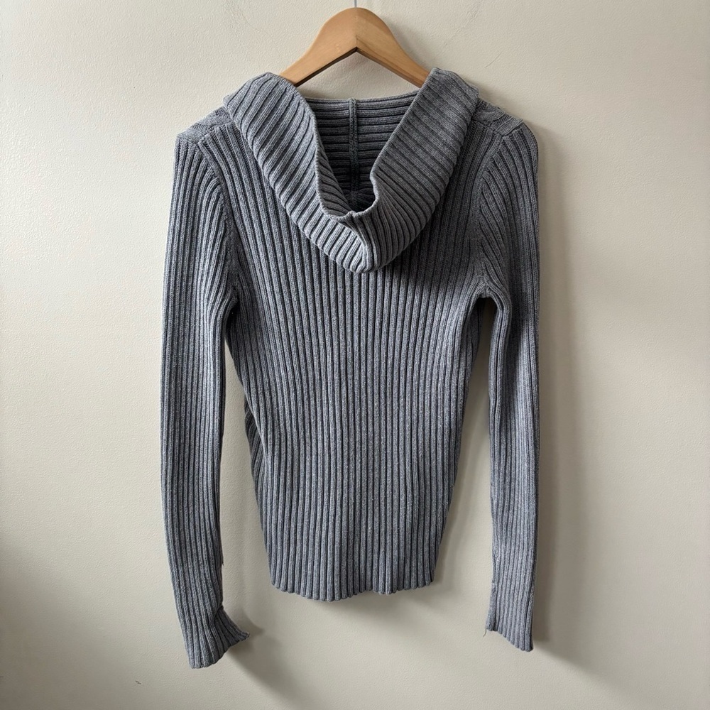 Jones New York Gray Hooded Cable Knit Sweater - Picture 4 of 7